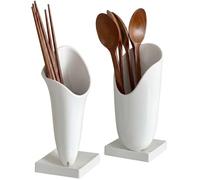 carrotez 2-Piece Utensil Holder with Drain for Countertop - White