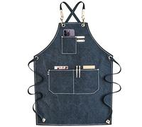 carrotez Chef Apron, Waterdrop Resistant Cotton Canvas Cross Back Adjustable Apron, M-XXL, Navy Blue, One size