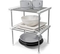 carrotez Set of 2 Stackable Cabinet Organizer Shelf 9.8 x 7.8 x 6.1 White