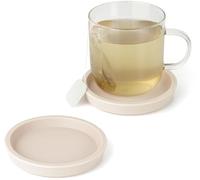 Carrotez Thick Silicone Coasters for Drinks, Round Bulky Cup Coasters for Coffee Table, Desk, Set of 2 - Ivory