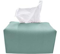 carrotez Tissue Box Cover, [Refined] Modern PU Leather Rectangular Tissue Box Holder - Decorative Holder/Organizer for Bathroom Vanity Countertop, Night Stands, Office Desk 9.5"X5"X5" - Mint