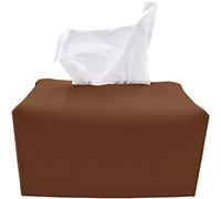 carrotez Tissue Box Cover, [Refined] Modern PU Leather Rectangular Tissue Box Holder - Decorative Holder/Organizer for Bathroom Vanity Countertop, Night Stands, Office Desk 9.5"X5"X5" - Camel