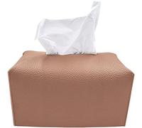 carrotez Tissue Box Cover, [Refined] Modern PU Leather Rectangular Tissue Box Holder - Decorative Holder/Organizer for Bathroom Vanity Countertop, Night Stands, Office Desk 9.5"X5"X5" - Peach Pink