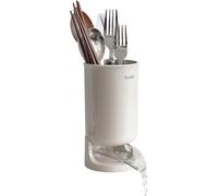 carrotez Utensil Drying Holder for Kitchen Counter, Self Draining, Small Utensil Cutlery Flatware Silverware Holder Drainer Cup, Beige, 1 ea