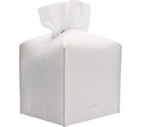 Carrot's Den Tissue Box Cover Holder with Bottom/PU Leather Decorative Organizer for Bathroom, Car, Office/Modern Home Decor (Pure White, Square)