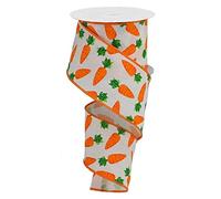 Carrots on Cotton Wired Edge Ribbon, 10 Yards (Cream, 2.5 Inch)