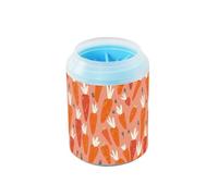 Carrots Orange and Pink Childlike Reusable Pet Paw Cleaner Cup with Soft Silicone Brush Essential For All Pets Owners for Small Medium Large Breed Dogs, Cats