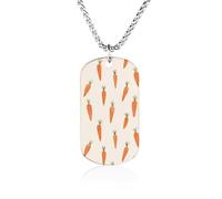 Carrots Pattern Rectangle Memorial Necklace Personalized Metal Pendant Jewelry Gifts for Boyfriend Husband Dad 23.6in（60cm）