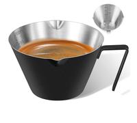 carrottimes 1Pc Stainless Steel Espresso Cups, Double Spout Metal Measuring Cup with Dual Scale, Espresso Shots Cup with Handle, Coffee Bean Weighing (Black), 3.4oz/100ml