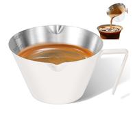 carrottimes 1Pc Stainless Steel Espresso Cups, Double Spout Metal Measuring Cup with Dual Scale, Espresso Shots Cup with Handle, Coffee Bean Weighing (White), 3.4oz/100ml