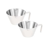 carrottimes 2 Pcs Espresso Cups with Handle, Double Spout Metal Measuring Cup with Dual Scale, Stainless Steel Espresso Shot Cup with V-Shaped Mouth, 3.4oz/100ml(White)