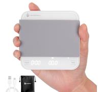 carrottimes Rechargeable Mini Coffee Scale with Timer, 2kg/0.1g Precision Espresso Scale, Portable Coffee Weight Scale w/ 4 Modes for Espresso and Pour-Over Coffee (White)