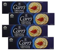 Carrs Original Table Water Cracker 125g Light Crispy Crackers | High Fibre | Perfect for Gifting & Sharing with friends and family on Christmas & on all occassions (Pack of 4)