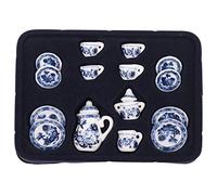 Carrttline 1/12th Dining Ware China Ceramic Tea Set Dolls House Miniatures Blue Flower