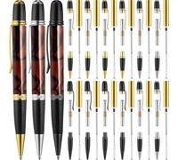 Carrttline 12-Pack Wooden Pen Set Rotating Ballpoint Pen Set with Replacement Copper Turntable DIY Classroom Supplies D