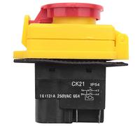 Carrttline 250V 16A IP54 Stop Switch No Volt Release Switch with Emergency Stop Push Button Electromagnetic on Off Switch