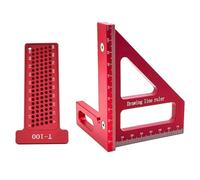 Carrttline 2Pcs Woodworking Square Kit - 3D Multi-Angle Carpentry Square Protractor and T-Square Hole Scribe Ruler-Metric Easy to Use