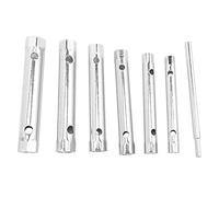 Carrttline 6PC 8-19mm Metric Tubular Box Wrench Set Tube Bar Spark-Plug Spanner Steel Double Ended for Automotive Plumb Repair