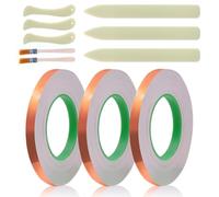 Carrttline 7/32inch Back Copper Foil Tape Backed Copper Foil for Stained Glass 3 Rolls 55Yards Tapes with Scrapers and Brush Plates