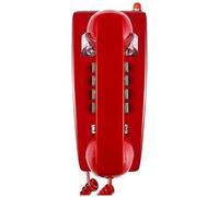 Carrttline Classic Wall Phones for Landline with Mechanical Ringing, Single Line 2554 Wall Telephone with Voicemail Indicator Easy Install Easy to Use Red