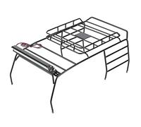 Carrttline Metal Roof Rack Roll Cage Luggage Tray with LED Light Bar for 1/10 RC Crawler Car SCX10 Body Shell