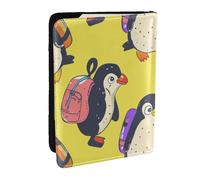 Carry A Bag to School Penguin Printed Passport Holder,Travel Pu Leather Passport Cover Case Organiser for Men Women,6.5 Inch