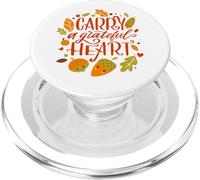Carry A Grateful Heart Positive Vibes Mood Saying Quote Leaf PopSockets PopGrip for MagSafe