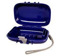 Carry-Dri EZ Travel Soap Container by PORTINEER - Soap Bar Case Lets Soap Dry with Lanyard, Silicone Closure, Soap Holder Travel, Leakproof Soap Box with Patented Vents, Travel Soap Dish, Blue-Grey
