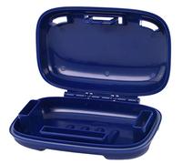Carry-Dri Travel Soap Case by PORTINEER - Specially Designed Vents That Lets Bar Dry And Doesn't Leak - For Home School Gym Travel Hiking - Patented Design - Navy Blue