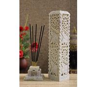 Carry Me Handmade Marble Soapstone Incense Stick Burner | Candle Stick Holder | Tea Light Burner - Perfect Elephant Carving for Gifting. Decorative Home and Kitchen Decor (3 x 3 x 11 Inches)