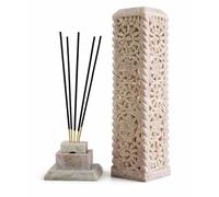 Carry Me Handmade Marble Soapstone Incense Stick Burner | Candle Stick Holder | Tea Light Burner - Perfect Carving for Gifting. Decorative Home and Kitchen Decor (3 x 3 x 11 Inches)