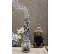 Carry Me Marble Soapstone Incense Stick Holder | Candle Burner | Tea Light Stand - Perfect Handmade Bottle Tower. Decorative Floral Carving for Gifting - Home and Office Decor - (2.5x2.5x10 Inches)