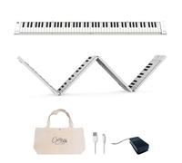 Carry-on 88 Key Folding Digital Piano Keyboard - Portable Full Size 88 Keys, USB MIDI Controller, Rechargeable Battery, Sustain Pedal & Carry Bag Included, Compact Travel Piano (White)