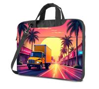 Carry On Backpack A Yellow Truck Drives Down A Palm Tree-Lined Street During A Vibrant Sunset Laptop Bag Laptop Bag For Women Laptop Sleeve(26x36cm)