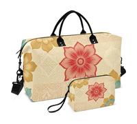 Carry On Bag Set 2 Pack Ultrasonic Quilted Zipper Compartments Fashionable Short Journey Vintage Blooms