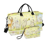 Carry On Bag Set Dual Bag Set Wave Quilted Mesh Pocket Stylish Holiday Travel Critter Story