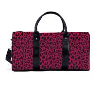 Carry-on Bag - Waterproof Foldable Travel Duffle Bag, Rose Red Leopard Print,Fits 15-Inch Laptop, for TravelGymOvernightWeeken TravelHospital