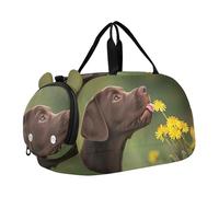 Carry on Duffel Bag Boys Funny Fat Gray Cat Overnight Bags Toddler Girls Tote Duffle Bags Travel with Shoe Compartment, Curious Labrador Puppy Dandelion, Classic