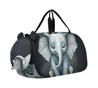 Carry on Duffel for Boys Oil Painting Colorful Flowers Vase Overnight Bags Toddler Girls Duffle Bags for Travel Sports Dance Bag, Cute Cartoon Elephant Black, Classic