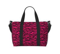 Carry On Duffle Bags Overnight Weekender Bags for Women, Black red pink bright zebra print Personal Item Travel Bag, Travel Essentials Sport Gym Bag for Men Women