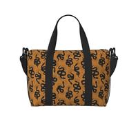 Carry On Duffle Bags Overnight Weekender Bags for Women, Bohemian Cartoon Funny Snake Black Personal Item Travel Bag, Travel Essentials Sport Gym Bag for Men Women