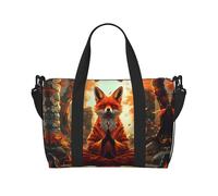 Carry On Duffle Bags Overnight Weekender Bags for Women, Maple Leaf Meditating Fox Personal Item Travel Bag, Travel Essentials Sport Gym Bag for Men Women
