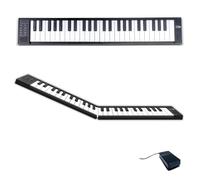 Carry-on Folding Piano 49 Touch - 49 Key Portable Keyboard with 128 Voices, Touch Sensitive Keys, USB-C & Bluetooth MIDI, Rechargeable Travel Piano (Black)