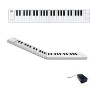 Carry-on Folding Piano 49 Touch Ultra-Portable Keyboard with 128 Voices, USB & Bluetooth MIDI for Travel, Practice & Performance - White