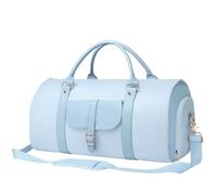 Carry On Garment Bag for Women with Shoe Compartment 2 in 1 Leather Convertible Garment Duffle Bags for Travel Suit Bag for Hanging Clothes (Blue)