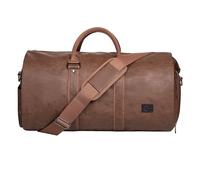Carry On Garment Bag, Mens Garment Bag for Travel Business, Large Leather Duffel Bag with Shoe Compartment -Brown