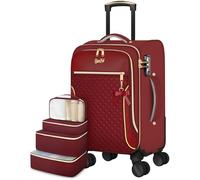 Carry On Luggage 22x14x9 Airline Approved, 20 Inch Softside Suitcase with 4 Pcs, Lightweight Luggage for Women with TSA Lock and 4 Spinner Wheels, Soft Side Carry-on Suitcases for Travel, Red, 20 inch