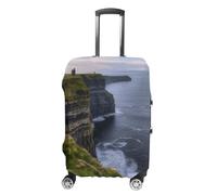 Carry on Luggage Cover County Clare The Cliffs Suitcase Covers for Luggages Tsa Approved Travel Luggage Sleeve Protector Elastic Suitcase Protector Anti-Scratch Washable Fits 19-30 Inch Case -, White