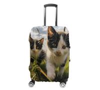 Carry on Luggage Cover Little Cat on The Grass Suitcase Covers for Luggages Tsa Approved Travel Luggage Sleeve Protector Elastic Suitcase Protector Anti-Scratch Washable Fits 19-30 Inch Case -, White