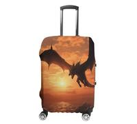 Carry on Luggage Cover Sea Sunset Flying Dragon Suitcase Covers for Luggages Tsa Approved Travel Luggage Sleeve Protector Elastic Suitcase Protector Anti-Scratch Washable Fits 19-30 Inch Case -, White
